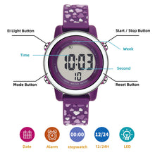 Load image into Gallery viewer, Purple Hearts Digital Sports Watch