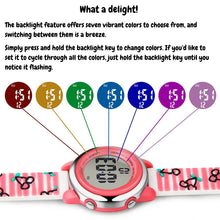 Load image into Gallery viewer, Pink Stripes Cherry Digital Sports Watch