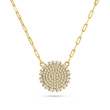 Load image into Gallery viewer, Paperclip Chain CZ Circle Necklace
