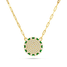 Load image into Gallery viewer, Paperclip Chain CZ Circle Necklace
