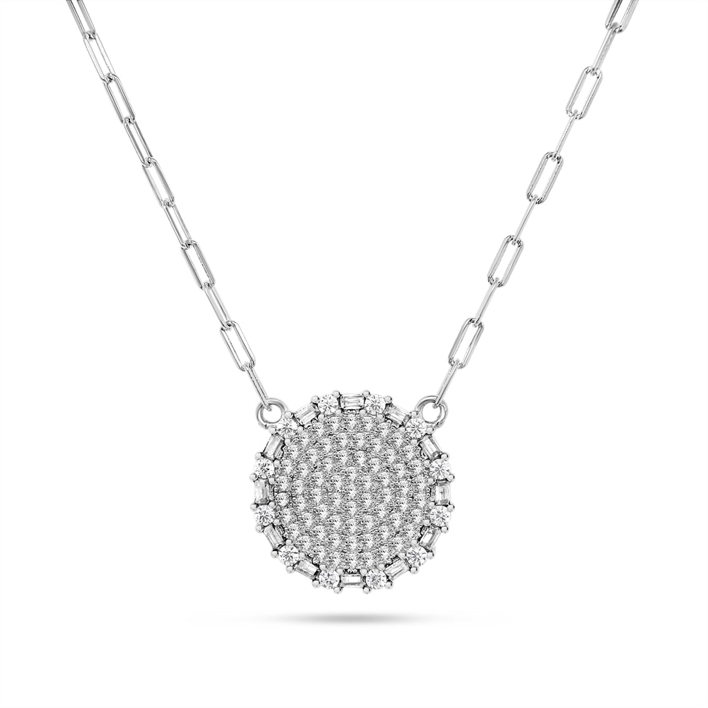 Paperclip Chain CZ Circle Necklace