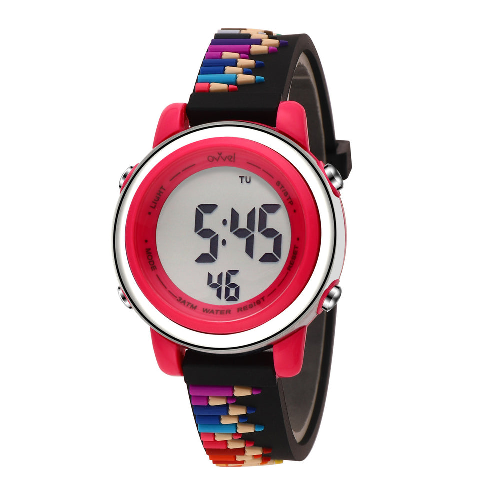 Coloured Pencils Digital Sports Watch