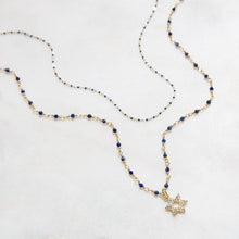 Load image into Gallery viewer, Natural Stone Necklace with CZ Star of David Charm
