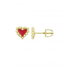 Load image into Gallery viewer, Dotted Border Enamel Heart Screw Back Stud Earrings

