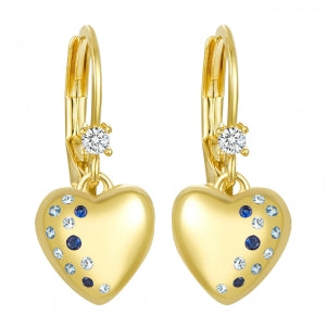 Multi Blue Color Stones Heart Earrings