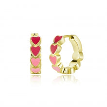 Load image into Gallery viewer, Ombre Enamel Hearts Hoop Earrings
