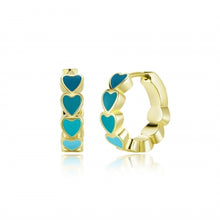 Load image into Gallery viewer, Ombre Enamel Hearts Hoop Earrings
