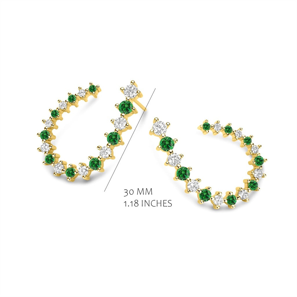 Green And White Half A Teardrop Earrings