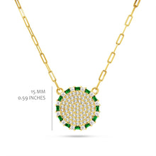 Load image into Gallery viewer, Paperclip Chain CZ Circle Necklace
