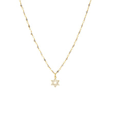 Load image into Gallery viewer, Natural Stone Necklace with CZ Star of David Charm
