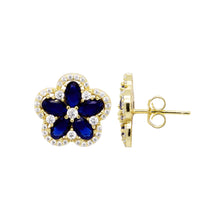 Load image into Gallery viewer, Vibrant Flower CZ Stud Earrings
