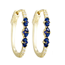 Load image into Gallery viewer, Colour And White CZ Oval Hoop Earrings
