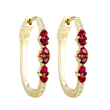 Load image into Gallery viewer, Colour And White CZ Oval Hoop Earrings
