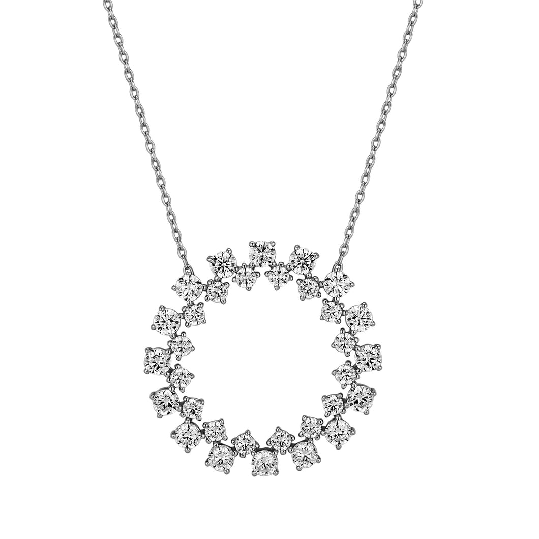 Open Circle CZ Pendant Necklace