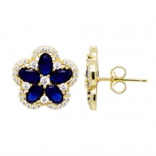 Load image into Gallery viewer, Large Vibrant Flower CZ Stud Earrings
