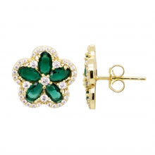 Load image into Gallery viewer, Large Vibrant Flower CZ Stud Earrings
