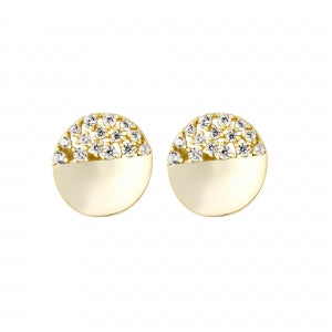 Half & Half Circle Stud Earrings