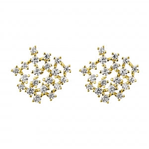 CZ Cluster Stud Earrings