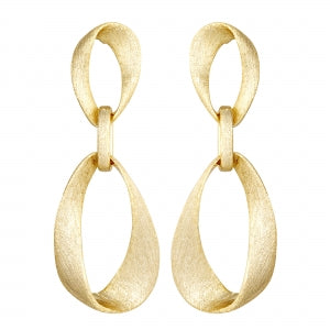 Brushed Gold Interlocking Chain Earrings