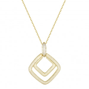 Brushed Gold Double Diamond Shape Necklace