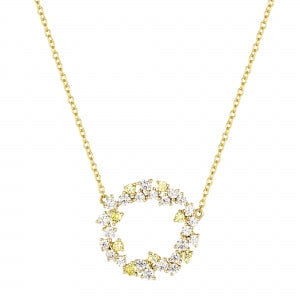 White And Canary CZ Open Circle Necklace