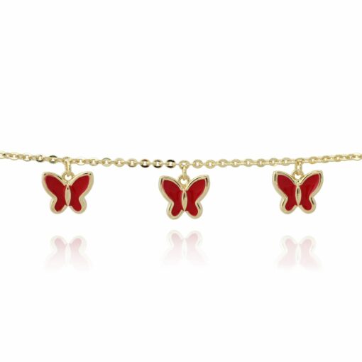 Painted Enamel Butterfly Charm Bracelet