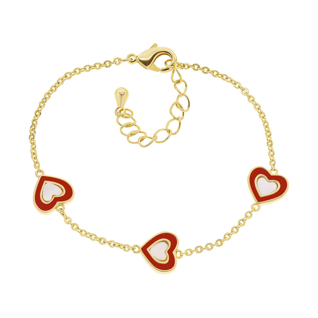 Mother-of-Pearl Enamel Heart Bracelet