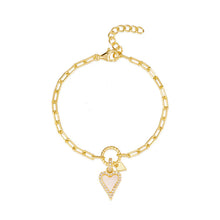 Load image into Gallery viewer, Dangling Heart on Paperclip Chain Bracelet
