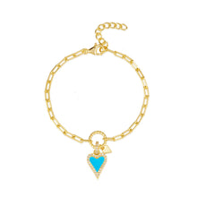 Load image into Gallery viewer, Dangling Heart on Paperclip Chain Bracelet
