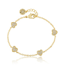 Load image into Gallery viewer, CZ Hearts Station Bracelet
