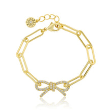 Load image into Gallery viewer, Links Chain Bracelet With CZ Open Bow Center
