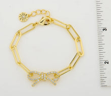 Load image into Gallery viewer, Links Chain Bracelet With CZ Open Bow Center
