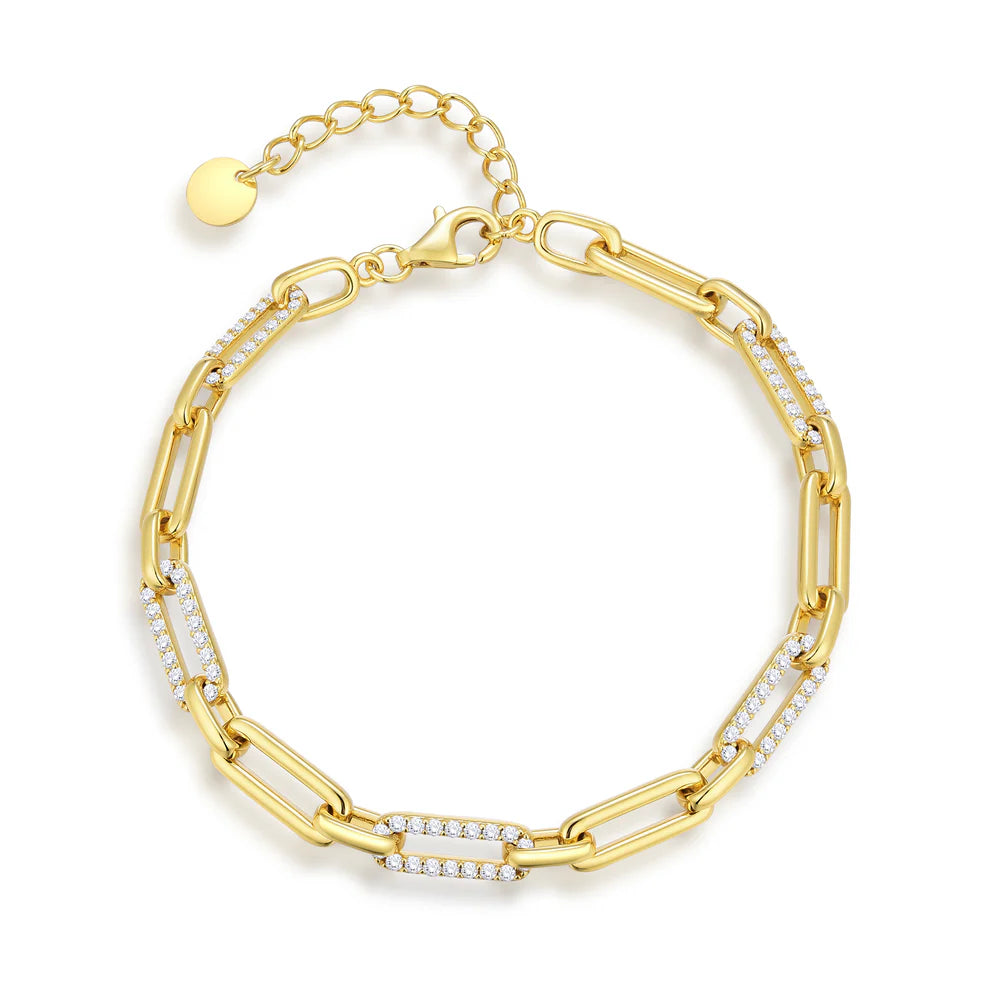 CZ Paperclip Link Bracelet