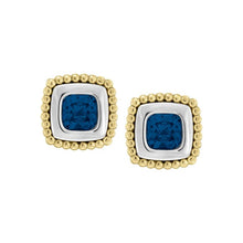 Load image into Gallery viewer, Two Tone Square Solitaire Stud Earring
