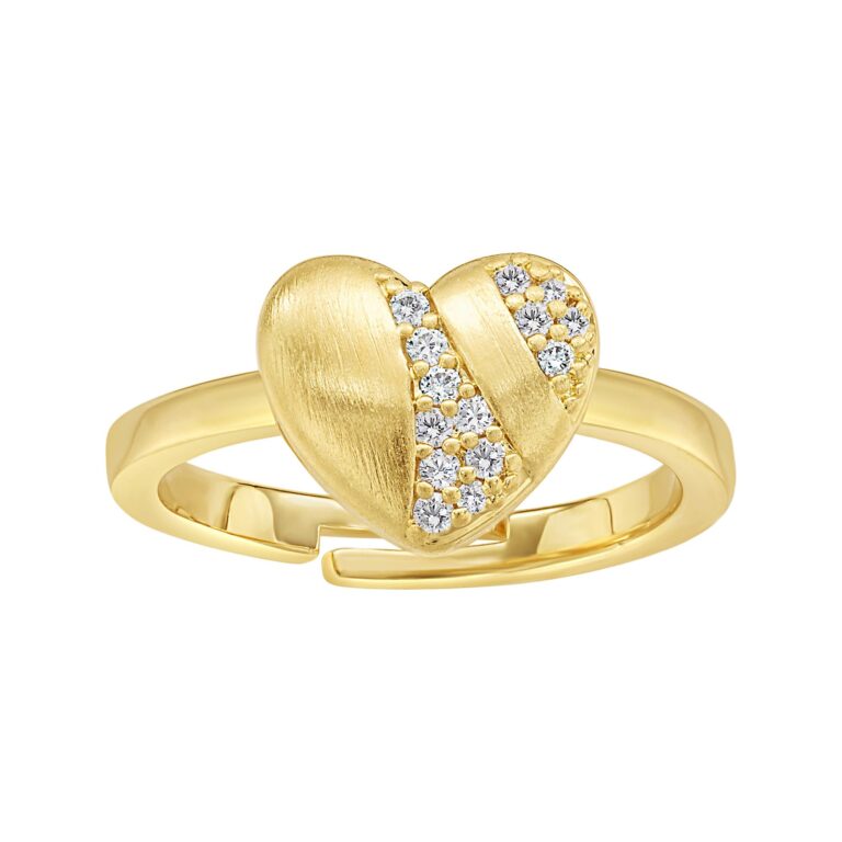 CZ Swish Matte Heart Ring