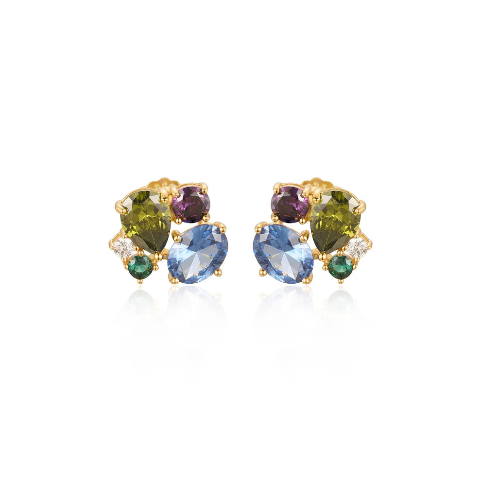Multi Shaped Multi Color CZ Stud Earring