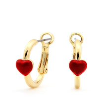 Load image into Gallery viewer, Enamel Painted Heart on Huggie Earrings
