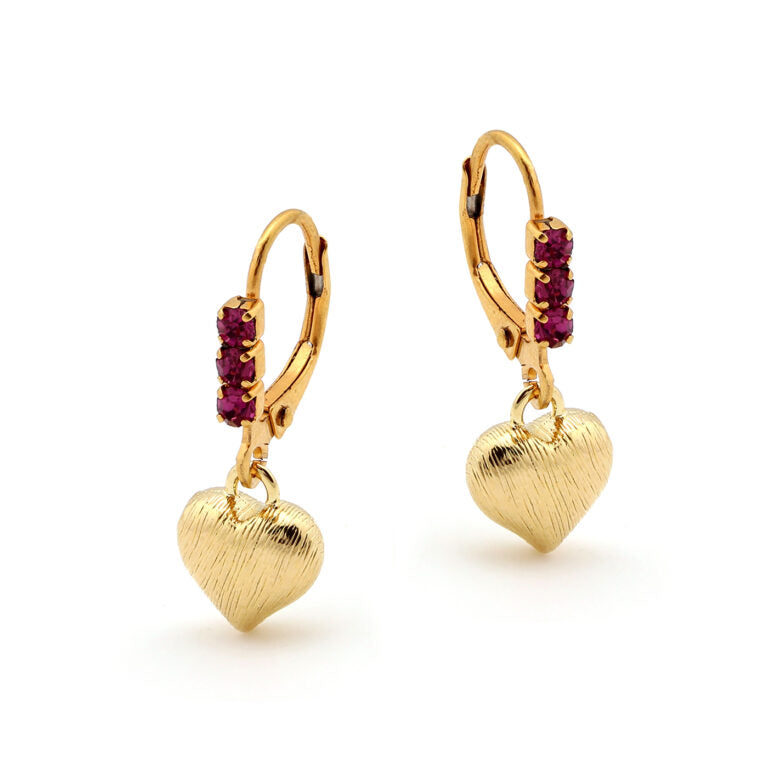 Brushed Gold Puffed Heart Earring