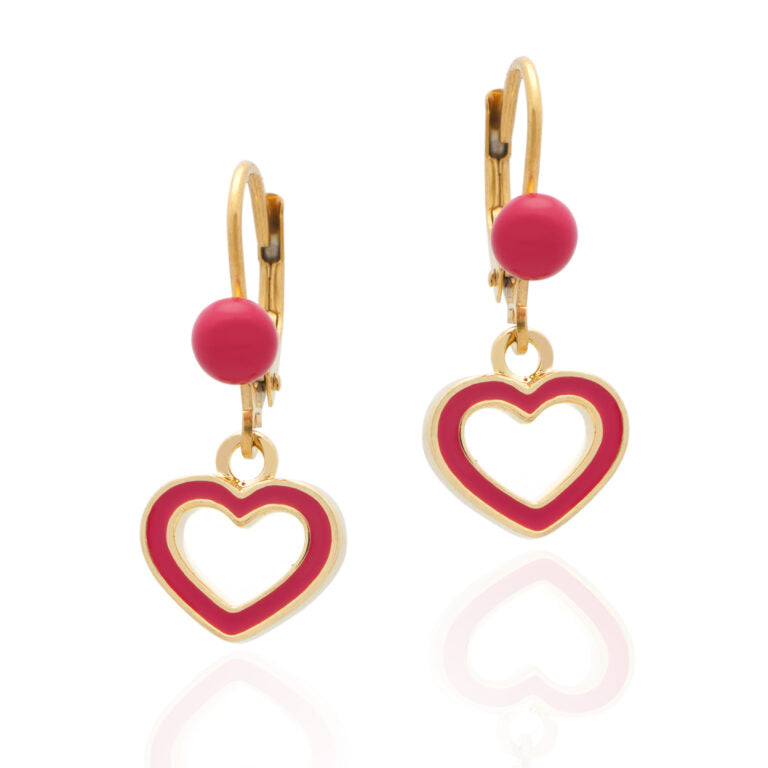 Small Enamel Outline Heart Earring
