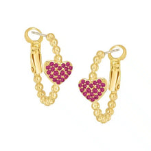 Load image into Gallery viewer, Pavé Heart on Ball Huggie Earring
