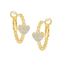 Load image into Gallery viewer, Pavé Heart on Ball Huggie Earring

