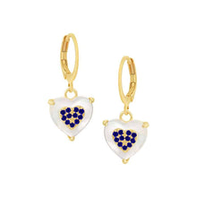 Load image into Gallery viewer, Small 8mm CZ-Filled Mother-of-Pearl Heart Earring
