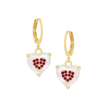 Load image into Gallery viewer, Small 8mm CZ-Filled Mother-of-Pearl Heart Earring
