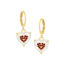 Load image into Gallery viewer, Medium 10mm CZ-Filled Mother-of-Pearl Heart Earring
