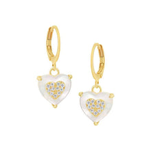 Load image into Gallery viewer, Small 8mm CZ-Filled Mother-of-Pearl Heart Earring
