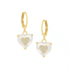 Load image into Gallery viewer, Medium 10mm CZ-Filled Mother-of-Pearl Heart Earring
