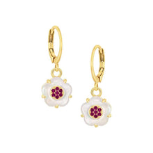 Load image into Gallery viewer, Small 8.5mm CZ-Filled Mother-of-Pearl Flower Earring
