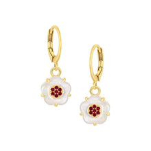 Load image into Gallery viewer, Medium 11.5mm CZ-Filled Mother-of-Pearl Flower Earring
