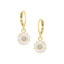 Load image into Gallery viewer, Medium 11.5mm CZ-Filled Mother-of-Pearl Flower Earring
