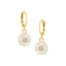 Load image into Gallery viewer, Small 8.5mm CZ-Filled Mother-of-Pearl Flower Earring
